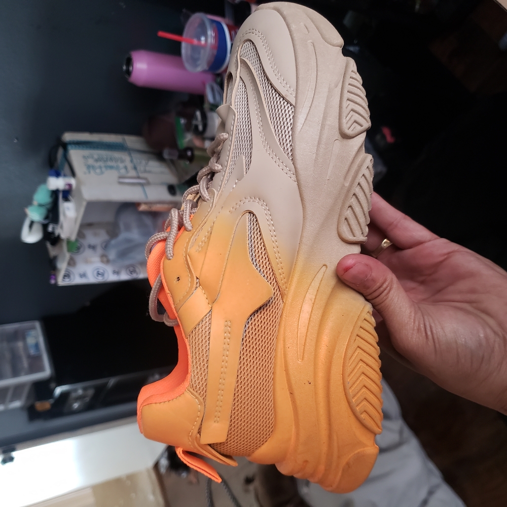 Orange and Beige Sneakers Fashon Nova